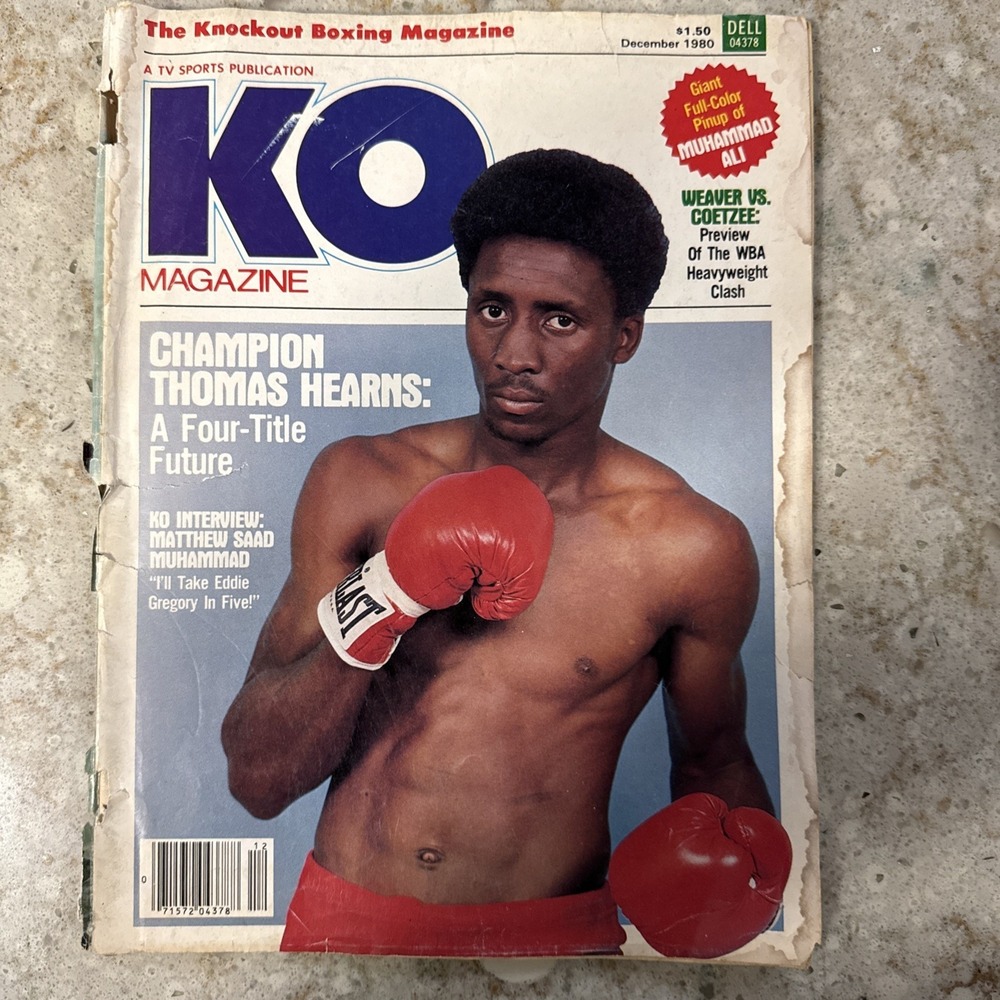 KO Magazine December 1980 Thomas Hearns Cover w/ Muhammad‎ Ali Poster